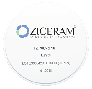 Заготовки диоксида циркония ZICERAM TZ 98,5 х16, белого цвета TZ98-5x16