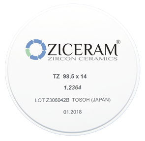 Заготовки диоксида циркония ZICERAM TZ 98,5 х14, белого цвета TZ98-5x14