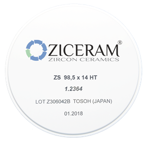 Заготовки диоксида циркония ZICERAM ZS 98,5 x14HT, супертранслюцентные ZS98-5x14HT