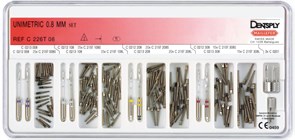 Штифты титановые Unimetric  0,8 мм , стартовый набор, 145 штифтов, 8 дрилей, 3 ключа. C226T00000800
