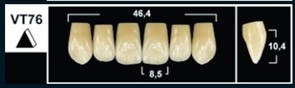 Зубы Yeti A2 VT76 фронтальная группа, верхние (Tribos) 6 шт. 28102