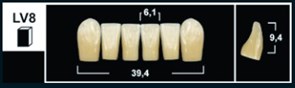 Зубы Yeti A2 LV8 фронтальная группа, нижние (Tribos) 6 шт. 27202