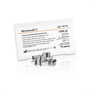 Сплав Wirobond C  CoCr для керамики, Co (63,3%), Cr (24,8%), W (5,3%) Mo (5,1%), 1 кг. 50115