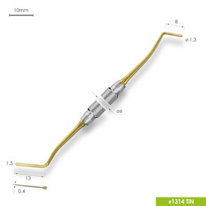 1314 TiN Удлиненная узкая гладилка с  штопфером Ø1.3mm. Ручка Ø6mm. Покрытие Gold 1314-TiN