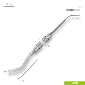 1302 Двухсторонняя серповидная гладилка. Ручка Ø6mm 1302