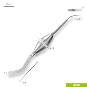 1302F Двухсторонняя серповидная гладилка. Эргономичная ручка Ø10mm 1302F