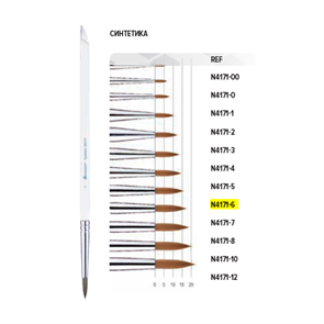 Кисть для нанесения керамики, синтетический ворс, размер 6, арт: N4171-6 N4171-6