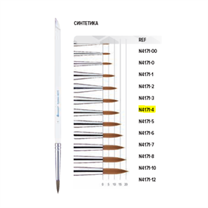 Кисть для нанесения керамики, синтетический ворс, размер 4, арт: N4171-4 N4171-4