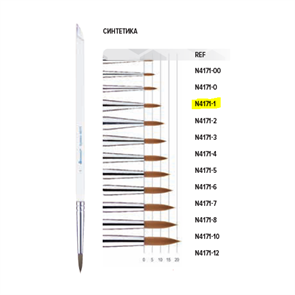 Кисть для нанесения керамики, синтетический ворс, размер 1, арт: N4171-1 N4171-1
