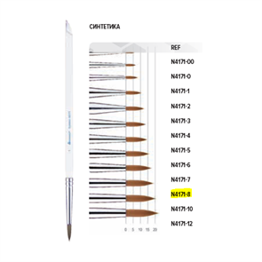 Кисть для нанесения керамики, синтетический ворс, размер 8, арт: N4171-8 N4171-8