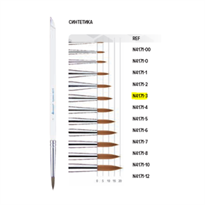 Кисть для нанесения керамики, синтетический ворс, размер 3, арт: N4171-3 N4171-3