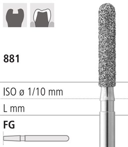 Боры стоматологические алмазные FG 881/019, зол., 6шт. ISO код 314141514019., арт: FG315L/6 GB FG315L/6GB