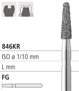 Боры стоматологические алмазные FG 846KR/018, 6 шт, ISO код 314545524018., арт: FG513/6 FG513/6