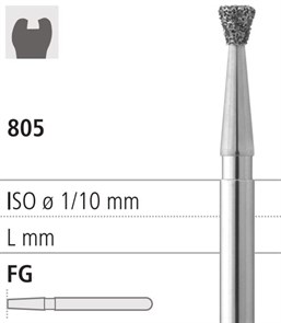 Боры стоматологические алмазные FG 805/018, 6шт. ISO код 314010524018., арт: FG402/6 FG402/6