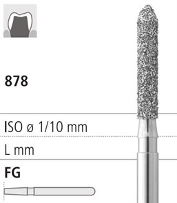 Боры стоматологические алмазные FG 878/016, зеленый, 6шт. ISO код 314289534016., арт: FG408/6 C FG408/6C