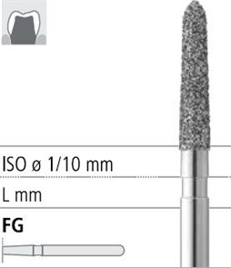 Боры стоматологические алмазные FG 878К/012, зел., 6шт. ISO код 314298534012, арт: FG181/6 C FG181/6C