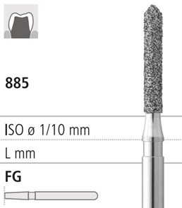 Боры стоматологические алмазные FG 885/010, 6шт. ISO код 314129524010, арт: FG133/6 FG133/6