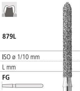 Боры стоматологические алмазные FG 879L/015, зеленый, 6шт. ISO код 314291534015., арт: FG410L/6 C FG410L/6C