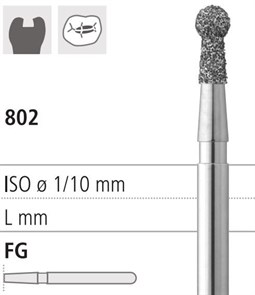 Боры стоматологические алмазные FG 802/012, 6шт. ISO код 314002524012, арт: FG300/6 FG300/6