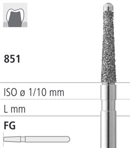 Боры стоматологические алмазные FG 851/017, 6шт. ISO код 314219524017, арт: FG19A/6 FG19A/6