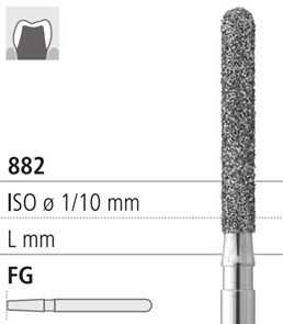 Боры стоматологические алмазные FG 882/016, зел., 6шт. ISO код 314142534016, арт: FG307L/6 C FG307L/6C