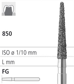 Боры стоматологические алмазные FG 850/011, красный, 6шт. ISO код 314199514011., арт: FG4233/6 FG4233/6