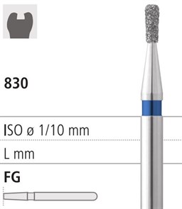 Боры стоматологические алмазные FG 830/010, 1шт. ISO код 314235524010, арт: FG218B/1 FG218B/1