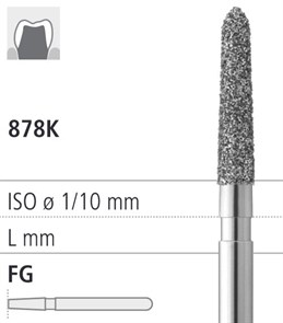 Боры стоматологические алмазные FG 878K/020, красный, 6шт. ISO код 314298514014., арт: FG4184/6 FG4184/6