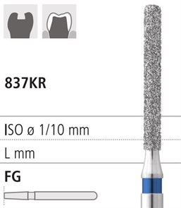 Боры стоматологические алмазные FG 837KR/015, синий, 6шт. ISO код 314158524015., арт: FG8325L/6 FG8325L/6