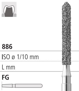 Боры стоматологические алмазные FG 886/016, 6шт. ISO код 314131524016, арт: FG124L/6 FG124L/6