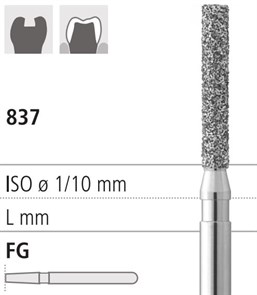 Боры стоматологические алмазные FG 837/012, зел., 6шт. ISO код, арт: FG314S/6 CB FG314S/6CB