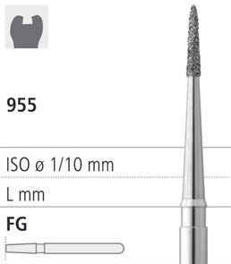 Боры стоматологические алмазные FG 955/008, красн., 6шт. ISO код 314699514008, арт: FG40D9/6 FG40D9/6