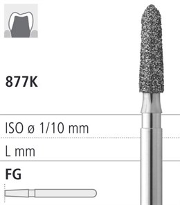 Боры стоматологические алмазные FG 877K/018, черный, 6шт. ISO код, арт: FG163/6 CB FG163/6CB