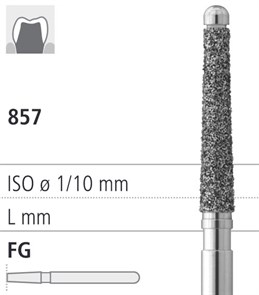 Боры стоматологические алмазные FG 857/017, 6шт. ISO код 314220524017, арт: FG19L/6 FG19L/6