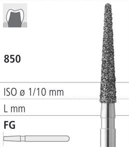 Боры стоматологические алмазные FG 850/016, 6шт. ISO код 314199524016, арт: FGD6/6 FGD6/6