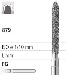 Боры стоматологические алмазные FG 879/012, желт., 6шт. ISO код 314290504012., арт: FG5410/6 FG5410/6