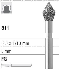 Боры стоматологические алмазные FG 811/030, черн., 6шт. ISO код 314038544030, арт: FG198/6 CB FG198/6CB