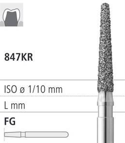 Боры стоматологические алмазные FG 847KR/014, белый, 6шт. ISO код 314546514014., арт: FG3427/6 FG3427/6