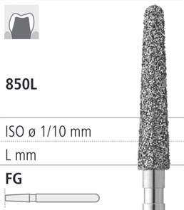 Боры стоматологические алмазные FG 850L/023, зеленый, 6шт. ISO код 314199534023., арт: FG240/6 C FG240/6C