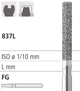 Боры стоматологические алмазные FG 837L/016, зел., 6шт. ISO код 314112534016, арт: FG314L/6 C FG314L/6C