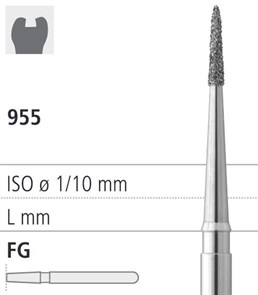 Боры стоматологические алмазные FG 955/011, 6шт. ISO код 314699534011, арт: FGD9/6 C FGD9/6C