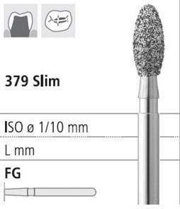 Боры стоматологические алмазные FG 379/033, зел., 6шт. ISO код 314277534033, арт: FG259/6 C FG259/6C