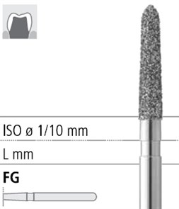 Боры стоматологические алмазные FG 878К/018, зел., 6шт. ISO код 314298534018, арт: FG183/6 C FG183/6C