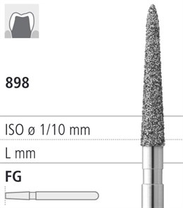 Боры стоматологические алмазные FG 898/016, зел., 6шт. ISO код 314586534016, арт: FG102L/6 C FG102L/6C