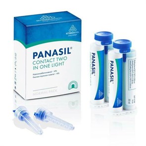 Panasil contact two in one Light - корригирующий материал, жидкотекучий, светло-зеленый, техника двойного смешивания, 2x50 мл + 6 смесителей, 11781