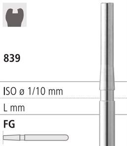 Боры стоматологические алмазные FG 839/014, синий, 6шт. ISO код 314150524014., арт: FG01480/6 FG01480/6