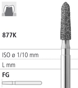 Боры стоматологические алмазные FG 877K/021, 6шт. ISO код 314297524021., арт: FG164/6 FG164/6