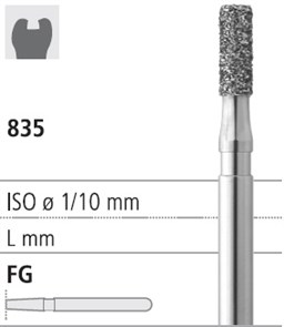 Боры стоматологические алмазные FG 835/015, черный, 6шт. ISO код 314109544015, арт: FG204/6 CB FG204/6CB