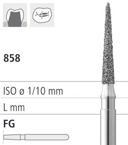 Боры стоматологические алмазные FG 858/013, красн., 6шт. ISO код 314165514013, арт: FG40D14/6 FG40D14/6