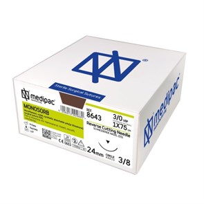 MONOSORB - диаметр 5/0, длина 45 см, колющая игла 12 мм, изгиб 1/2 окружности, 24 шт 8111